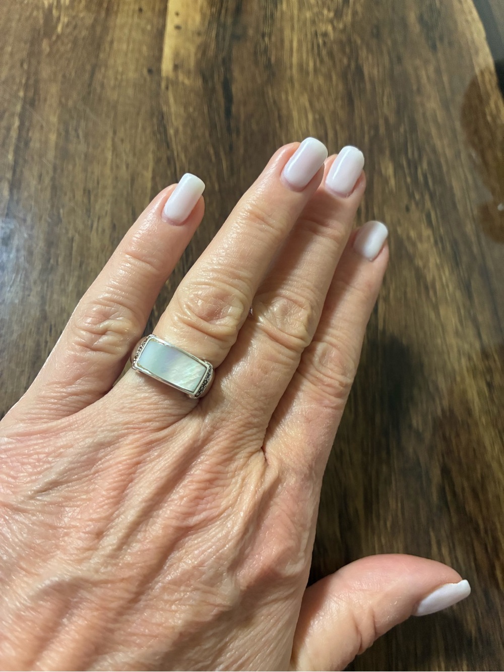 Sterling Silver Rectangular Mother of Pearl Ring